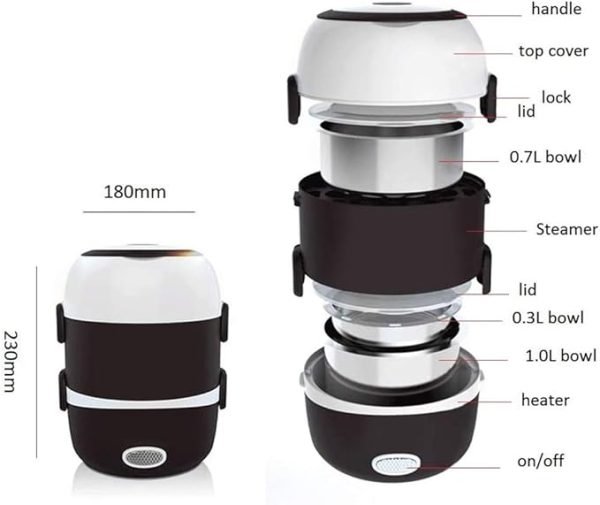 Lonchera fiambrera eléctrica 2l 100w