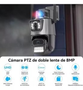 Cámara PTZ Doble Lente de Seguridad 8 MP